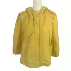 Gap Women’s  Yellow Denim Hooded Jacket Lightweight Zipper w epaulettes Size M